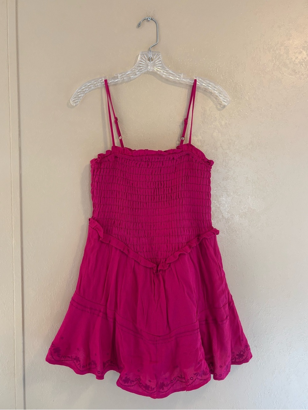 NWT Smocked Boho Embroidered Romper sz S